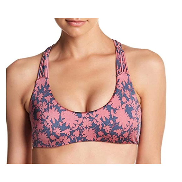 Dolce Vita Women's Macrame Bralette Bikini Swim Top Rose Large NEW - Picture 1 of 6